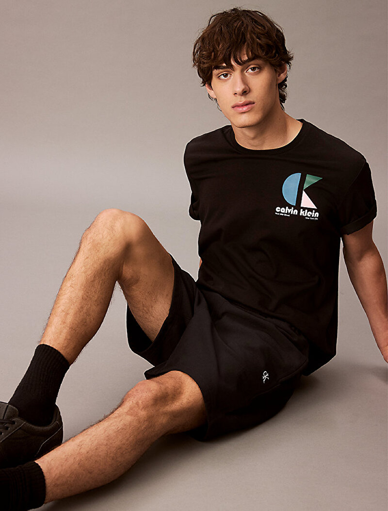 Calvin Klein Siyah Renkli Erkek Premium Terry Monogram Şort