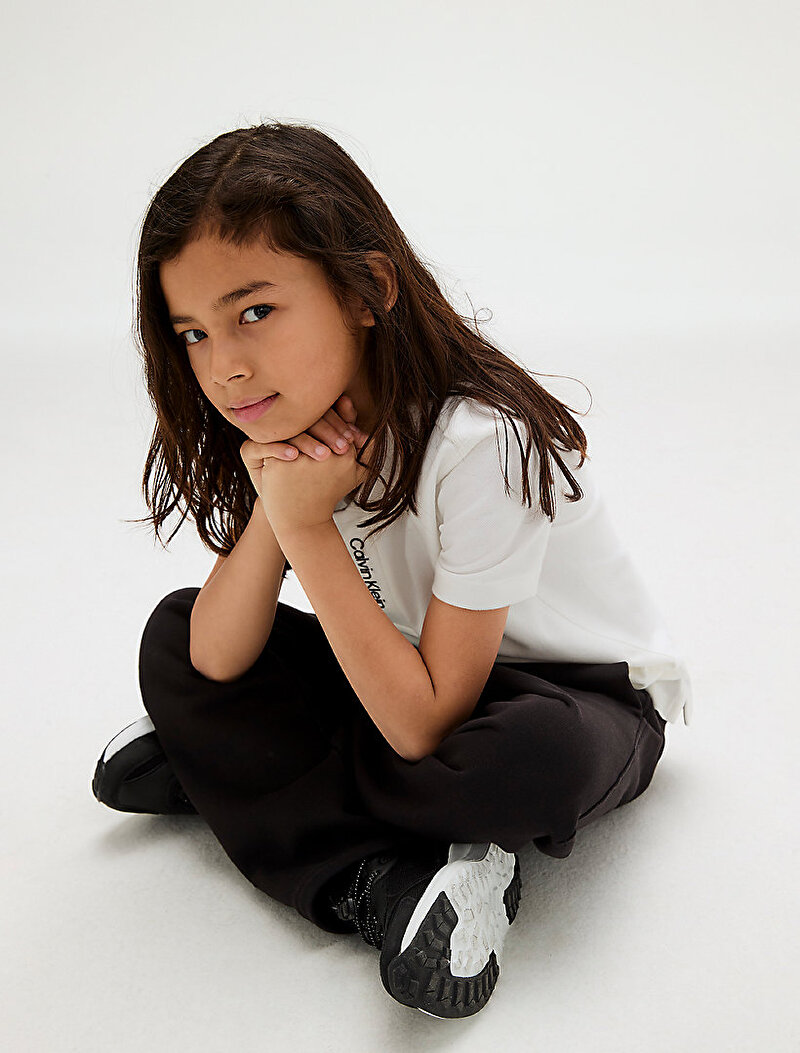 Calvin Klein Beyaz Renkli Erkek Çocuk Embro CK Logo Pique Polo T-shirt