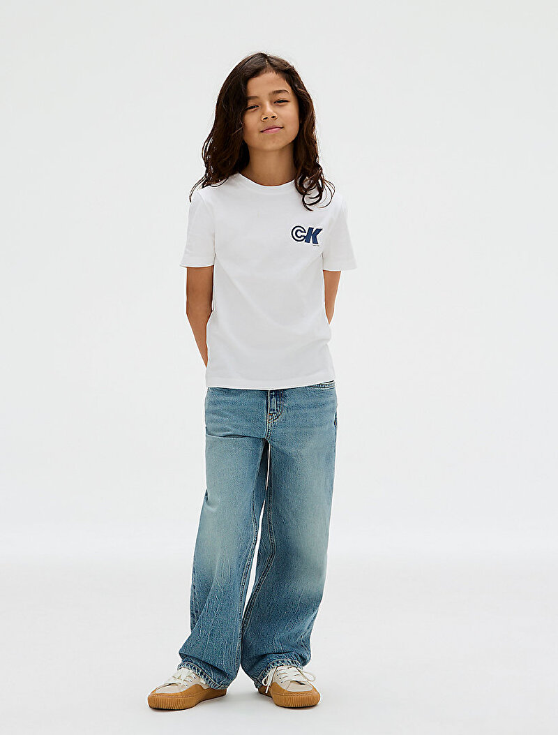 Calvin Klein Beyaz Renkli Erkek Çocuk Seasonal CK Regular T-shirt