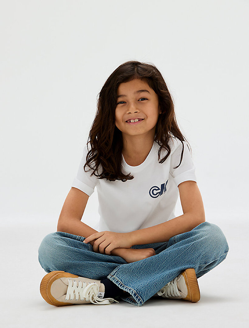 Calvin Klein Beyaz Renkli Erkek Çocuk Seasonal CK Regular T-shirt