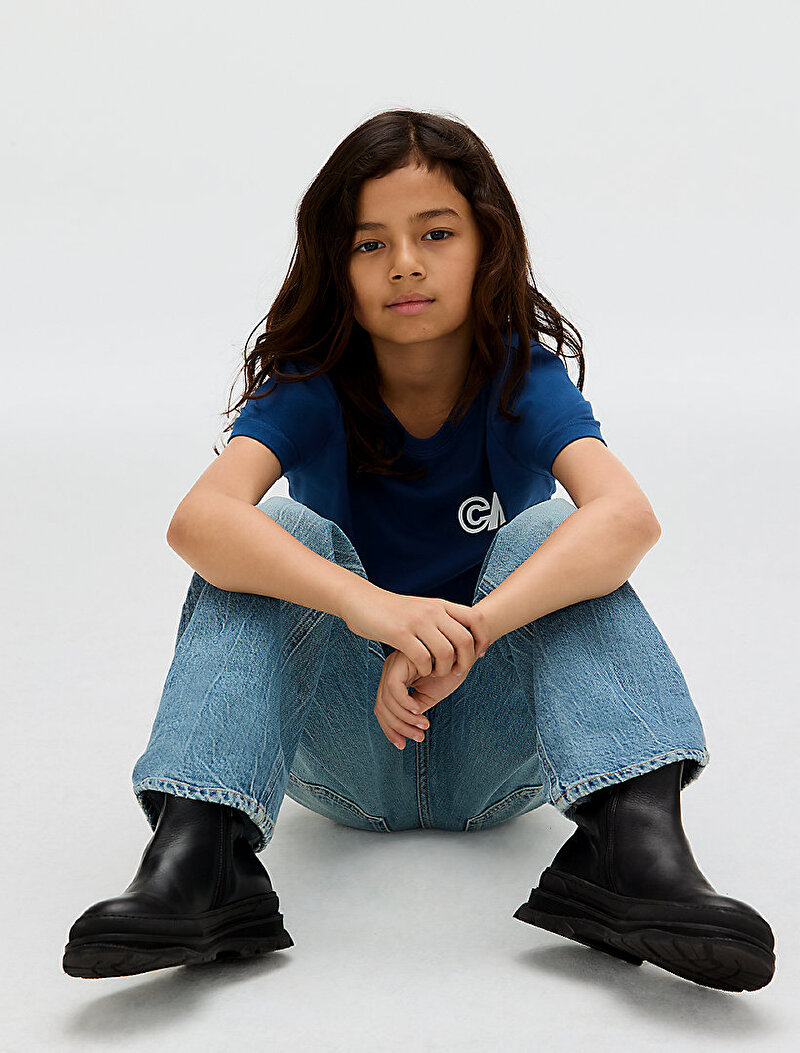 Calvin Klein Mavi Renkli Erkek Çocuk Seasonal CK Regular T-shirt