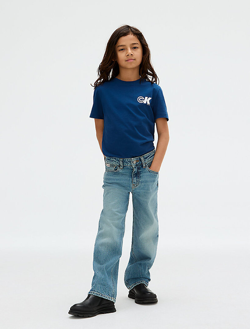 Calvin Klein Mavi Renkli Erkek Çocuk Seasonal CK Regular T-shirt