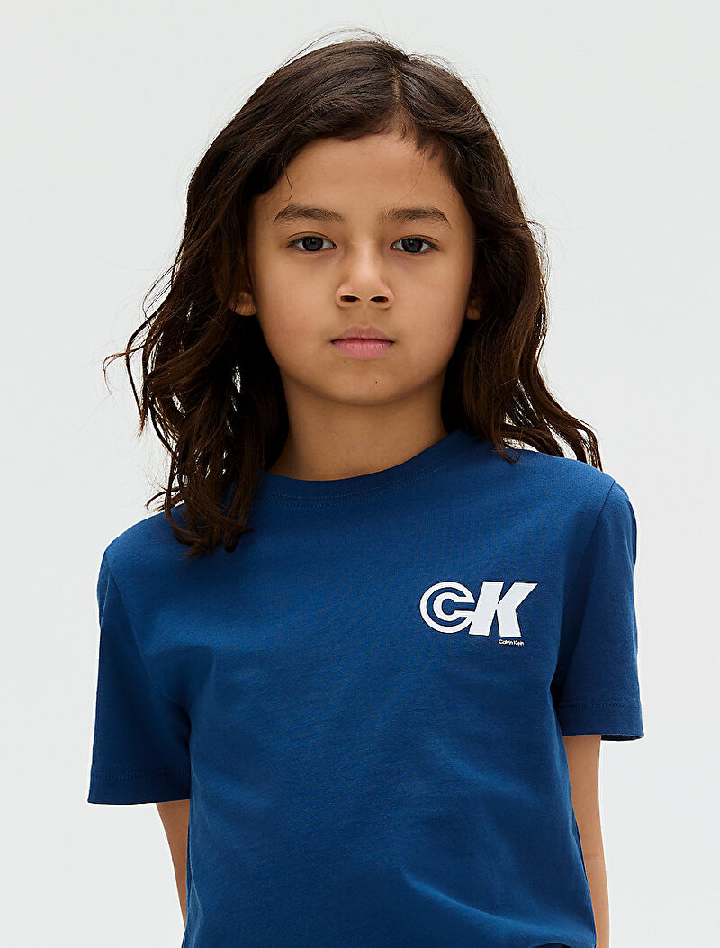 Calvin Klein Mavi Renkli Erkek Çocuk Seasonal CK Regular T-shirt