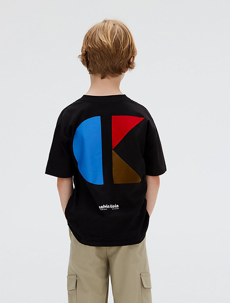 Calvin Klein Siyah Renkli Erkek Çocuk Geo CK Backprint T-shirt