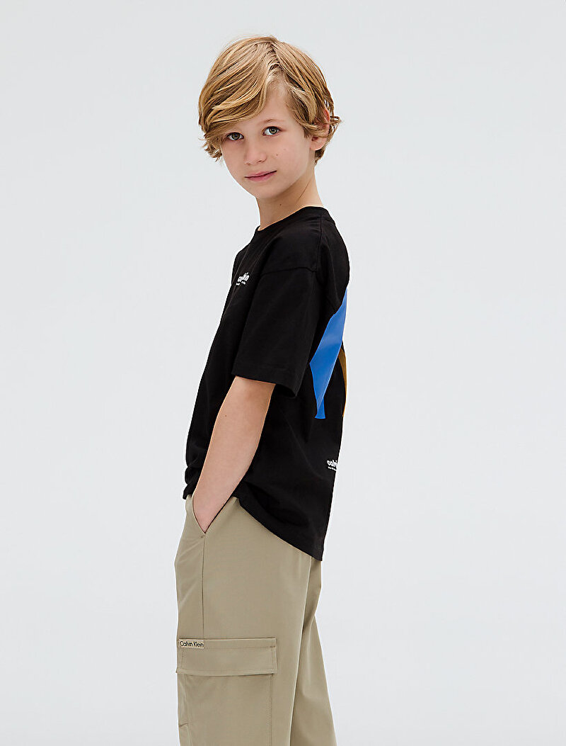 Calvin Klein Siyah Renkli Erkek Çocuk Geo CK Backprint T-shirt