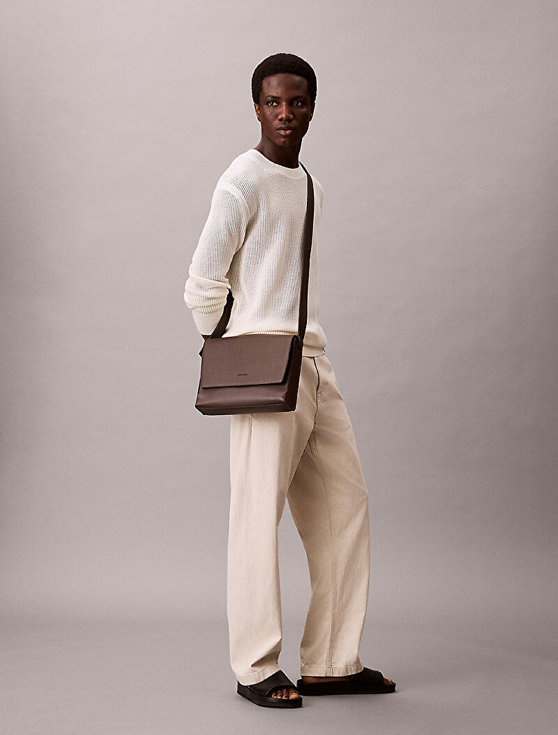 Calvin Klein Kahverengi Renkli Erkek Micro Pebble Messenger Çapraz Çanta