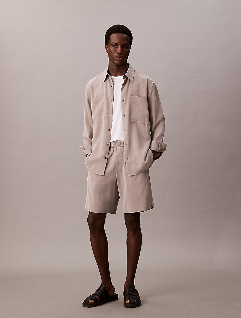 Calvin Klein Bej Renkli Erkek Drapey Relaxed Gömlek