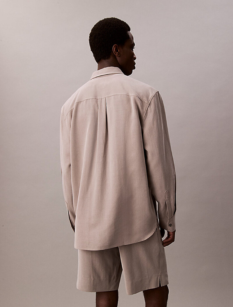 Calvin Klein Bej Renkli Erkek Drapey Relaxed Gömlek