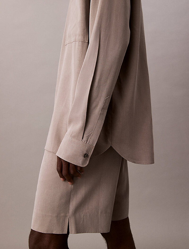 Calvin Klein Bej Renkli Erkek Drapey Relaxed Gömlek