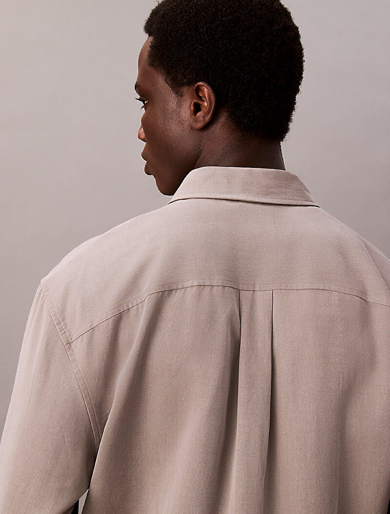 Calvin Klein Bej Renkli Erkek Drapey Relaxed Gömlek