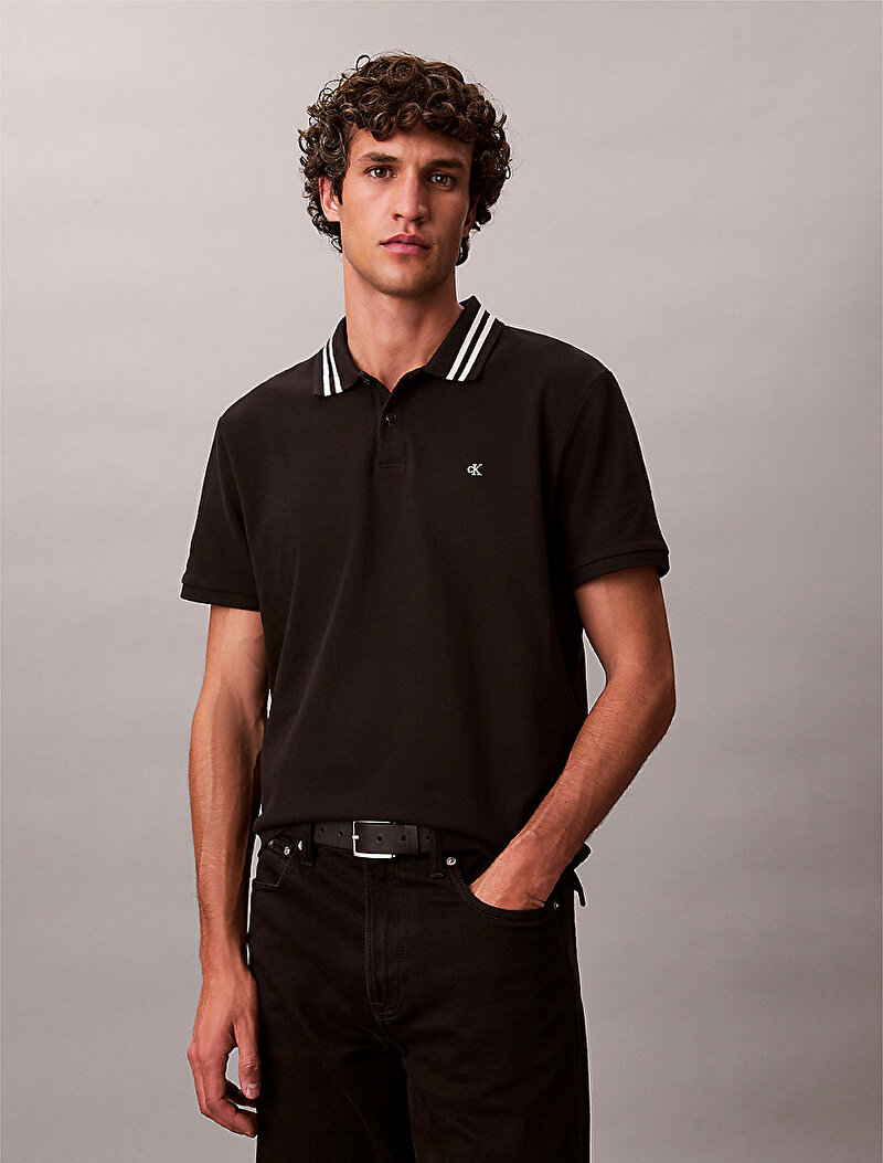 Calvin Klein Siyah Renkli Erkek Monogrom Polo T-shirt