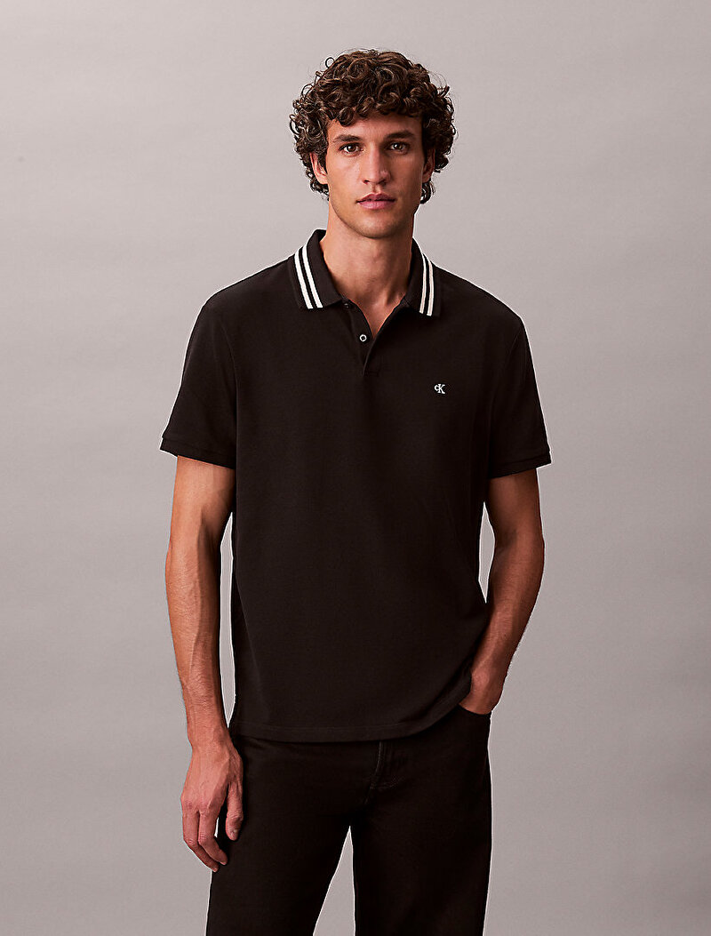 Calvin Klein Siyah Renkli Erkek Monogrom Polo T-shirt