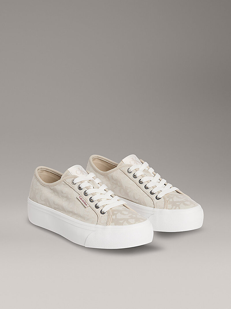 Calvin Klein Bej Renkli Kadın Vulcanic Flatform Jacquard Sneaker
