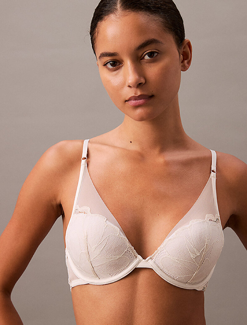 Calvin Klein Beyaz Renkli Kadın Lightly Lined Plunge Sütyen