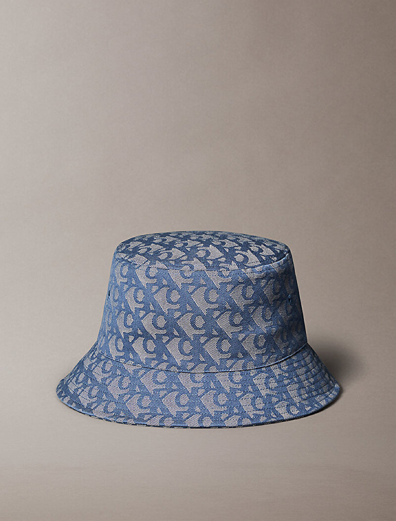 Calvin Klein Mavi Renkli Kadın Lologo Jacquard Bucket Şapka