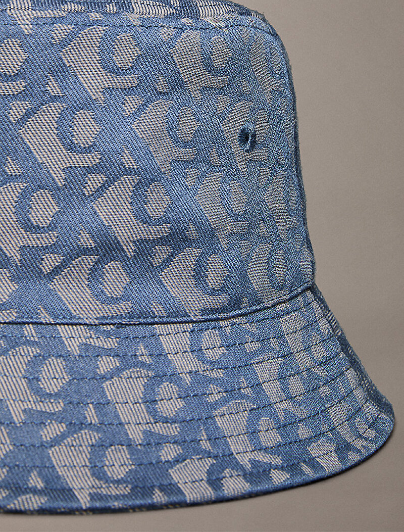 Calvin Klein Mavi Renkli Kadın Lologo Jacquard Bucket Şapka