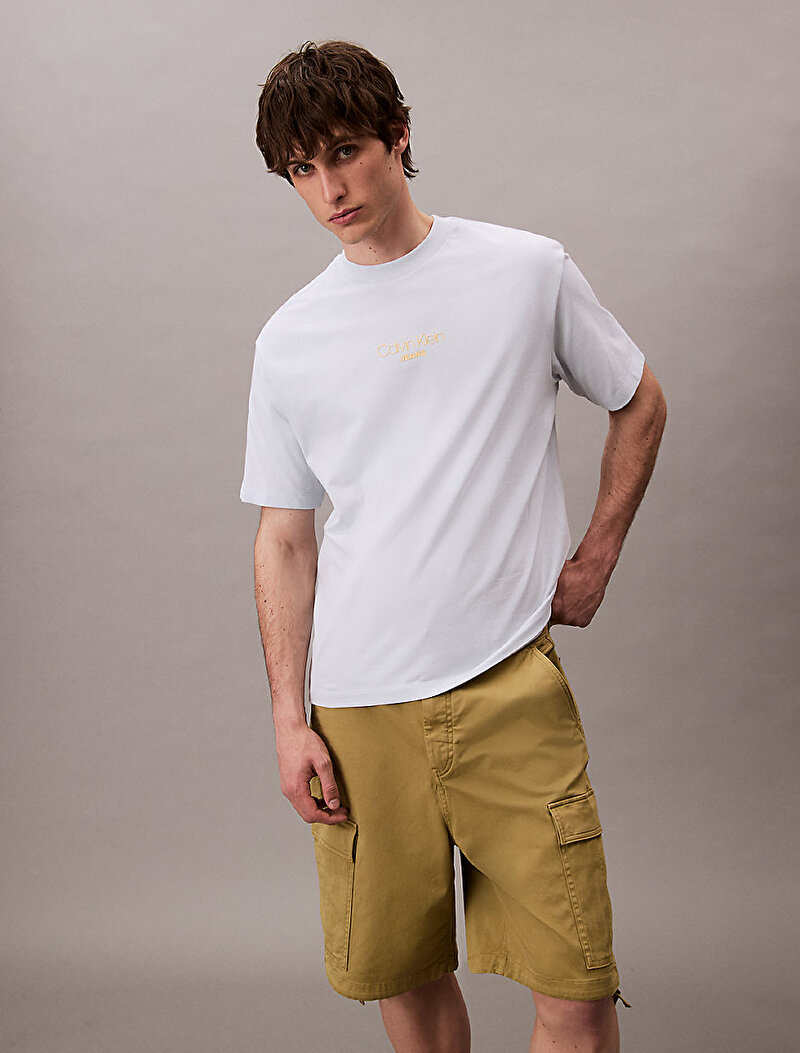 Calvin Klein Beyaz Renkli Erkek 16s Relaxed Fit T-shirt