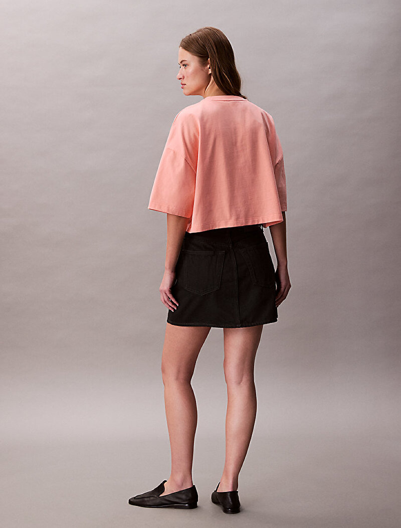 Calvin Klein Turuncu Renkli Kadın Crop Boxy Chain T-shirt