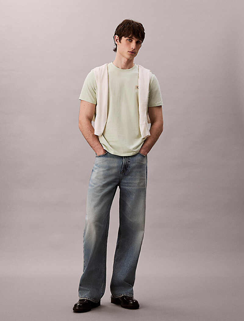 Calvin Klein Yeşil Renkli Erkek Badge 30s Jersey T-shirt