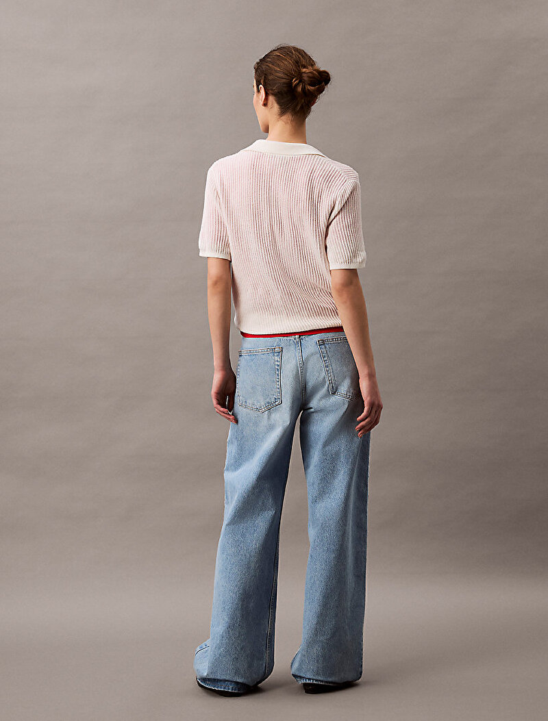 Calvin Klein Mavi Renkli Kadın The Wide Leg Light Jean Pantolon