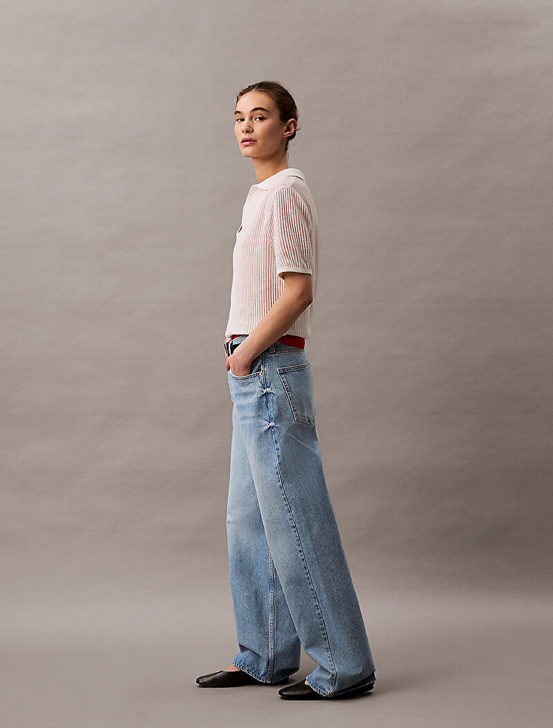 Calvin Klein Mavi Renkli Kadın The Wide Leg Light Jean Pantolon