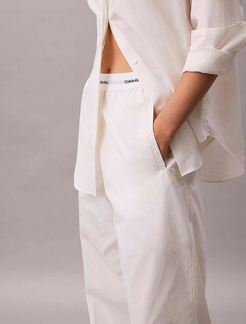 Calvin Klein Beyaz Renkli Kadın Logo Relaxed Pantolon