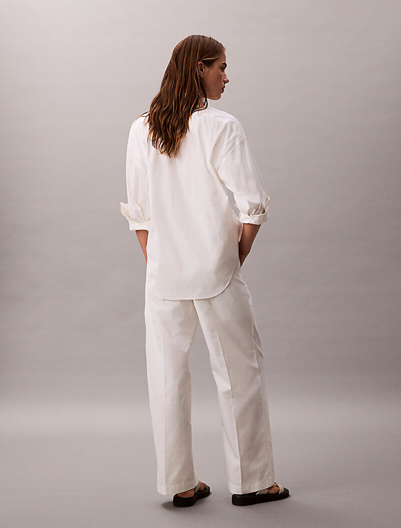 Calvin Klein Beyaz Renkli Kadın Logo Relaxed Pantolon