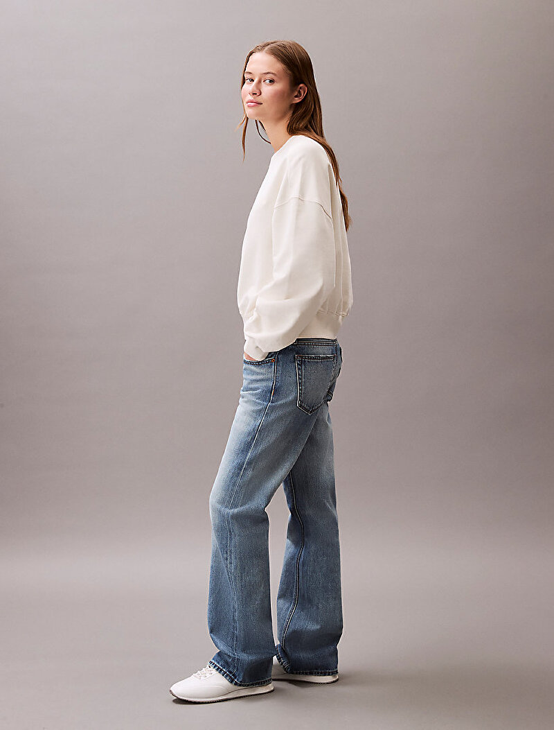 Calvin Klein Bej Renkli Kadın Logo Embroidery French Sweatshirt