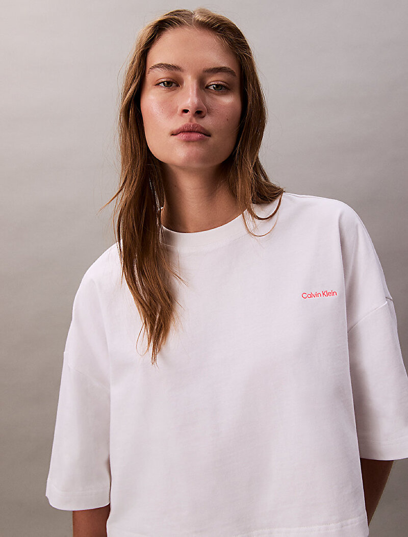 Calvin Klein Beyaz Renkli Kadın Jersey Fashion T-shirt