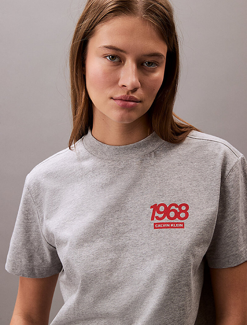 Calvin Klein Gri Renkli Kadın Classic Logo T-shirt