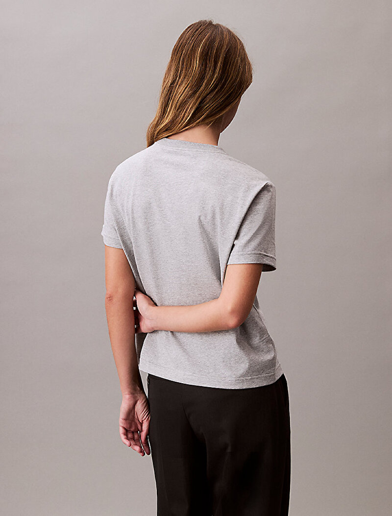 Calvin Klein Gri Renkli Kadın Archive Logo Jersey T-shirt
