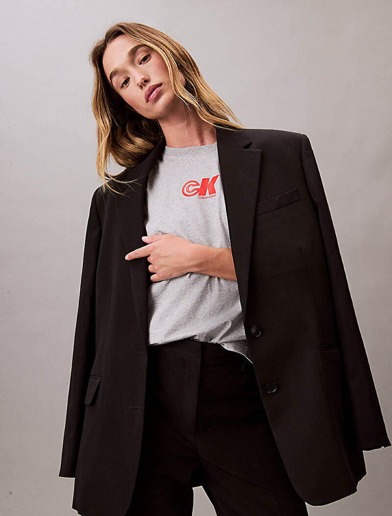 Calvin Klein Gri Renkli Kadın Archive Logo Jersey T-shirt