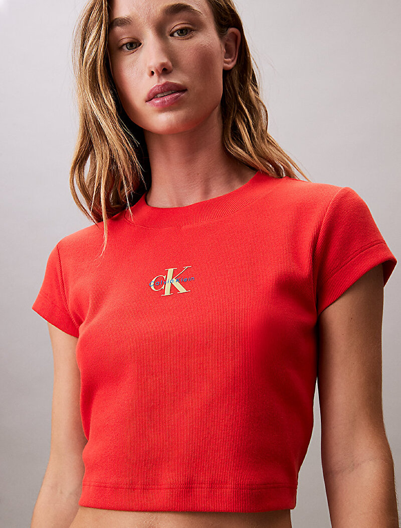 Calvin Klein Kırmızı Renkli Kadın Monogram Baby T-shirt