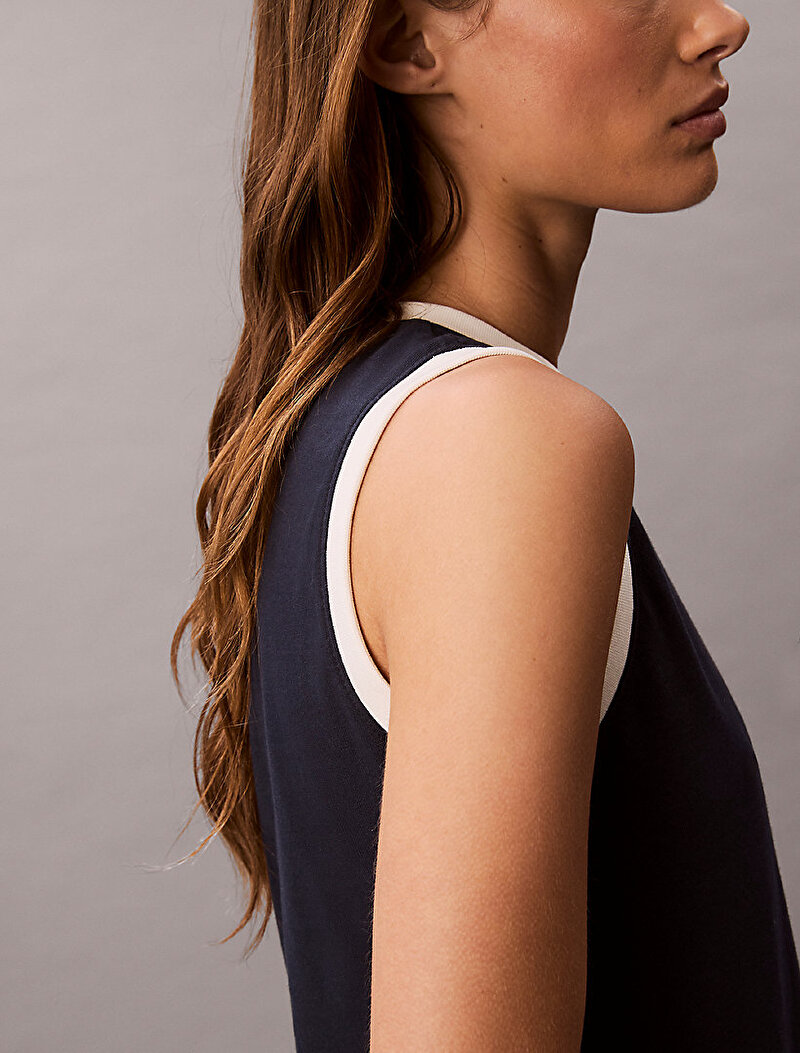 Calvin Klein Lacivert Renkli Kadın Ck Logo Muscle T-shirt