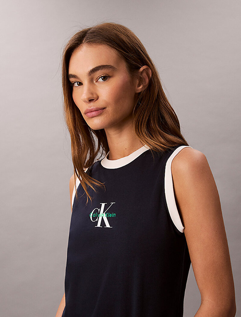 Calvin Klein Lacivert Renkli Kadın Ck Logo Muscle T-shirt