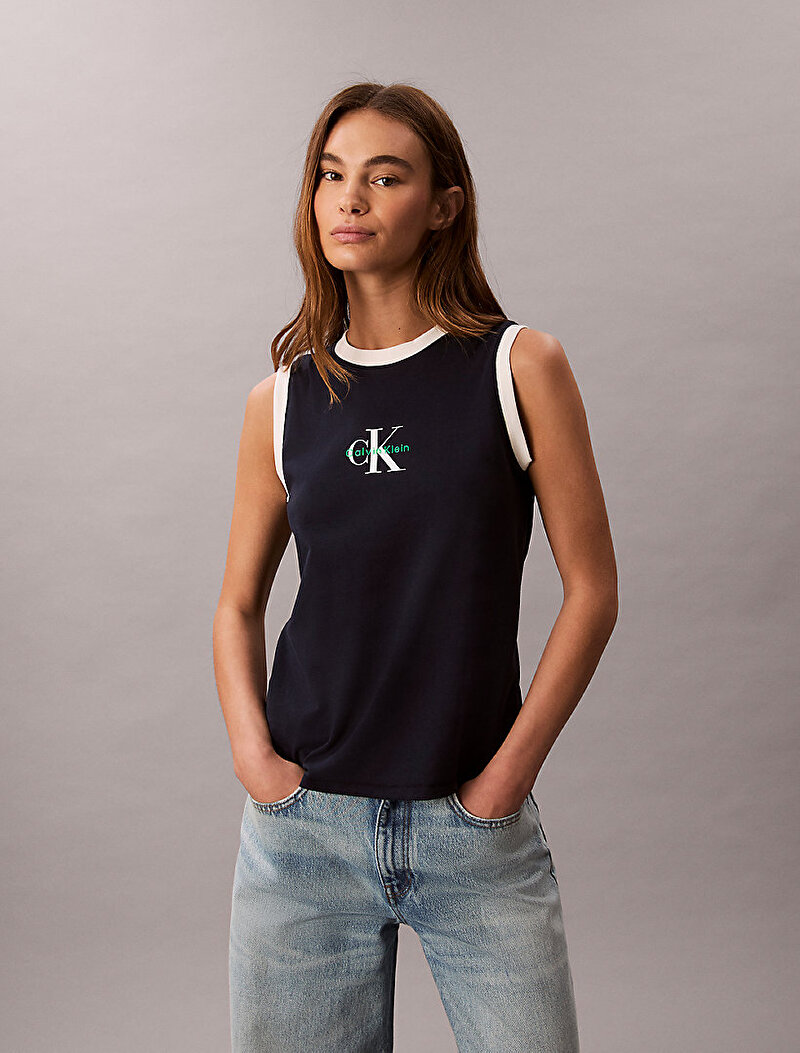 Calvin Klein Lacivert Renkli Kadın Ck Logo Muscle T-shirt