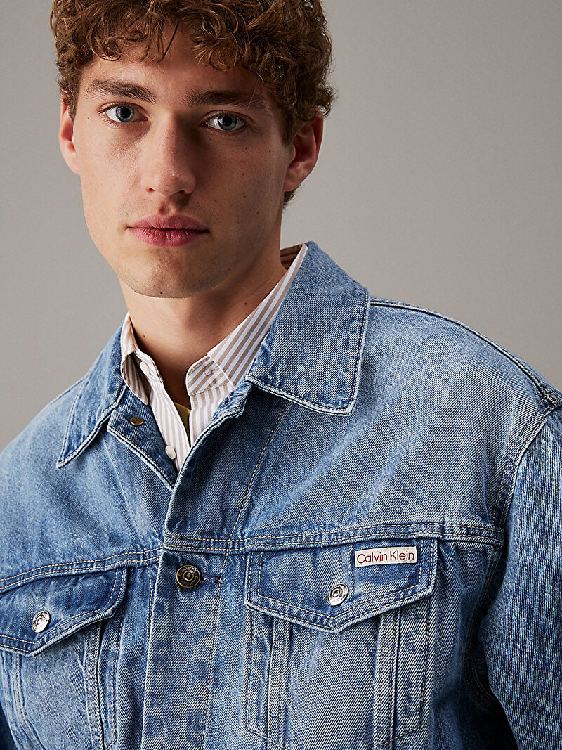 Calvin Klein Mavi Renkli Erkek 90s Ck Icon 94 Trucker Denim Ceket