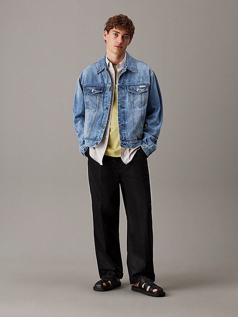 Calvin Klein Mavi Renkli Erkek 90s Ck Icon 94 Trucker Denim Ceket