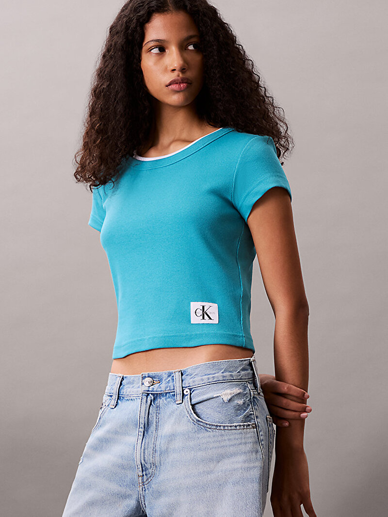 Kadın Woven Label T-shirt