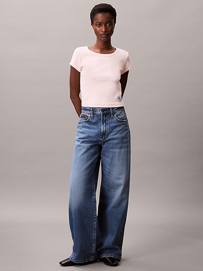 Calvin Klein Pembe Renkli Kadın Woven Label T-shirt