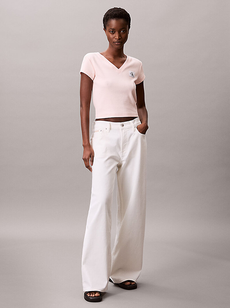 Calvin Klein Pembe Renkli Kadın Woven Label T-shirt