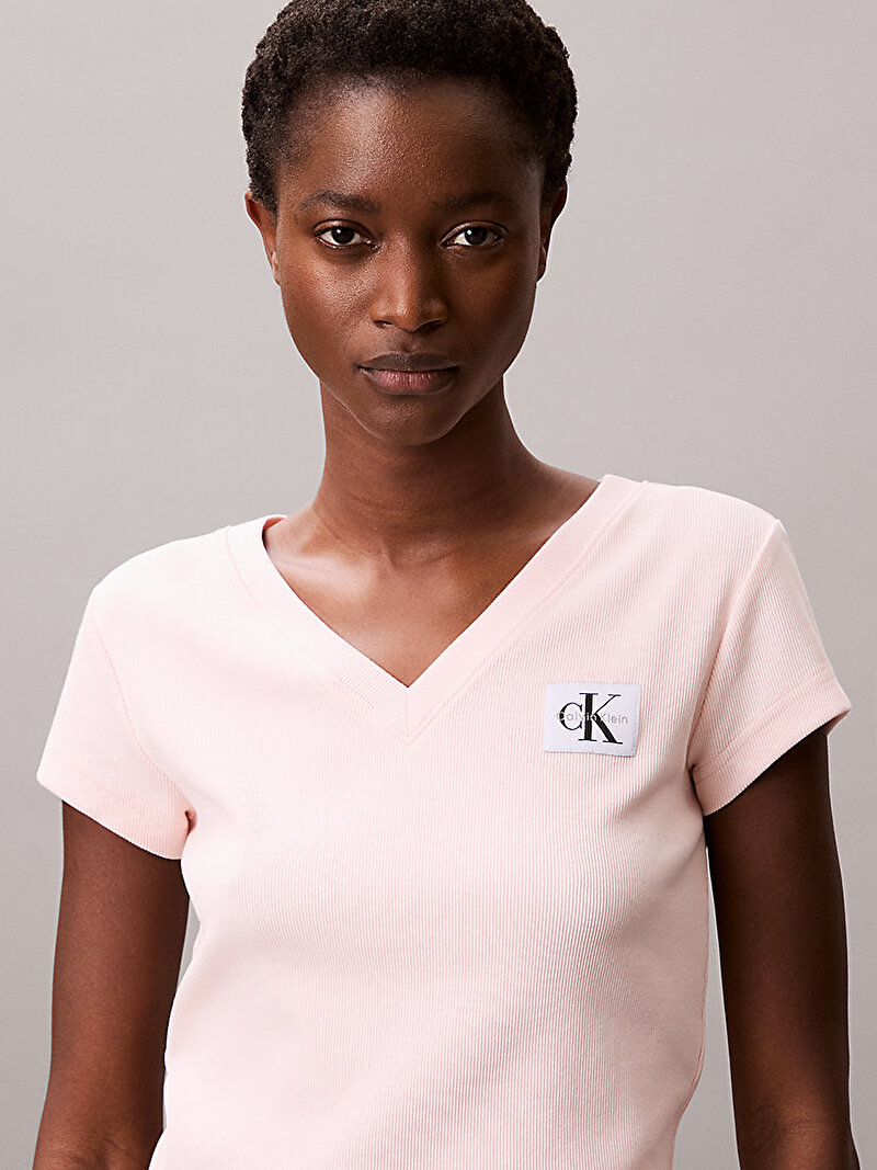 Calvin Klein Pembe Renkli Kadın Woven Label T-shirt