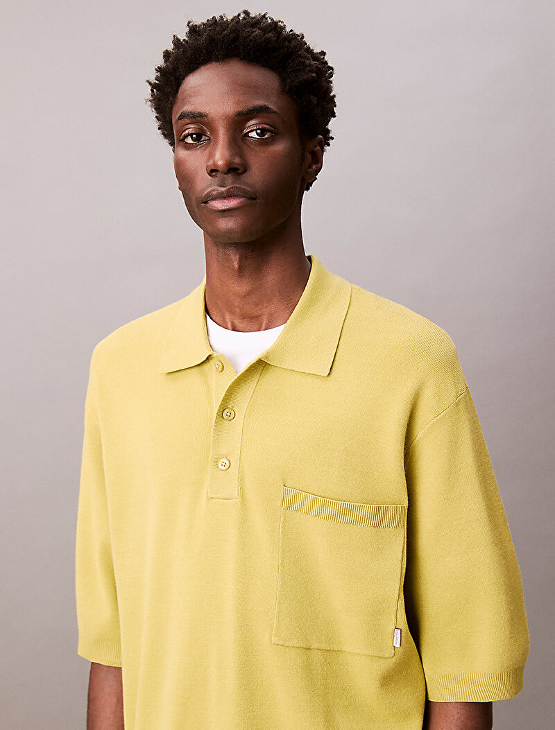 Calvin Klein Sarı Renkli Erkek Snowy Tech Knit Polo T-shirt