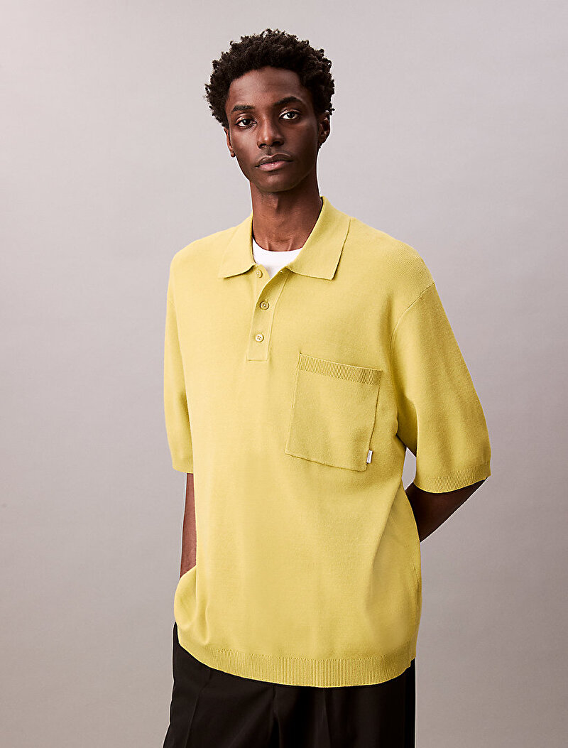 Calvin Klein Sarı Renkli Erkek Snowy Tech Knit Polo T-shirt