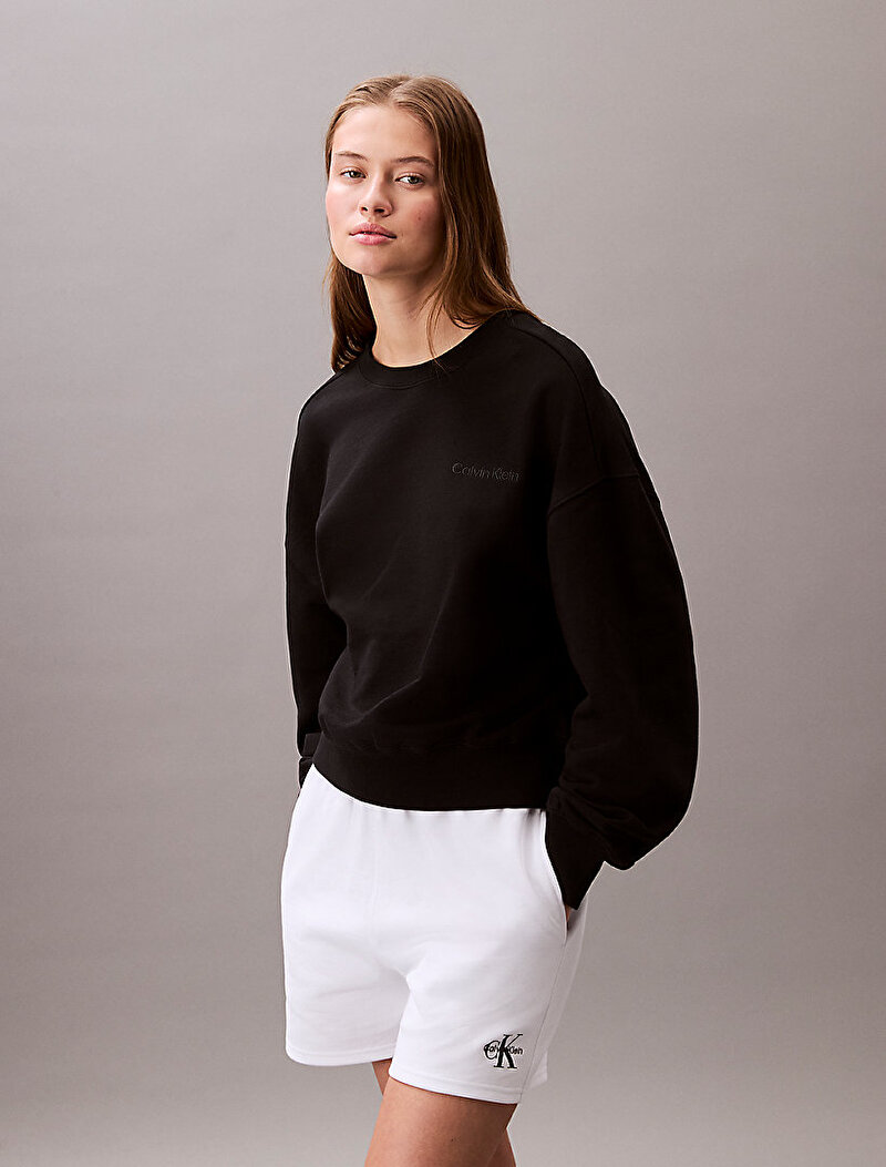 Calvin Klein Siyah Renkli Kadın Logo Emroidery French Terry Sweatshirt