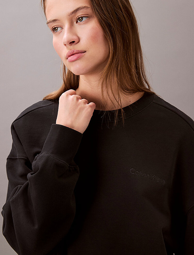 Calvin Klein Siyah Renkli Kadın Logo Emroidery French Terry Sweatshirt