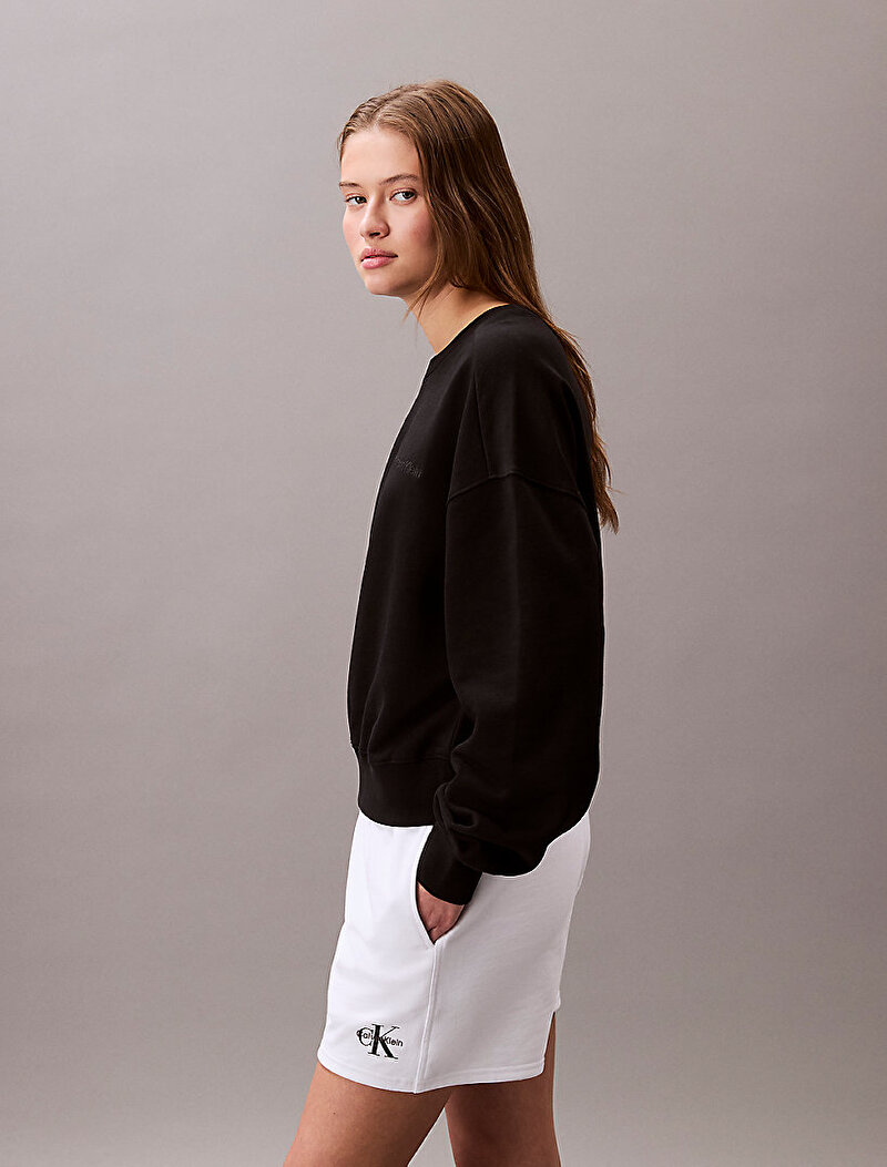 Calvin Klein Siyah Renkli Kadın Logo Emroidery French Terry Sweatshirt