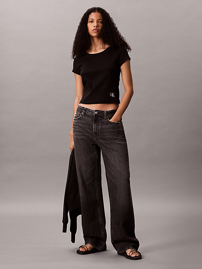 Calvin Klein Siyah Renkli Kadın Woven Label Baby T-shirt