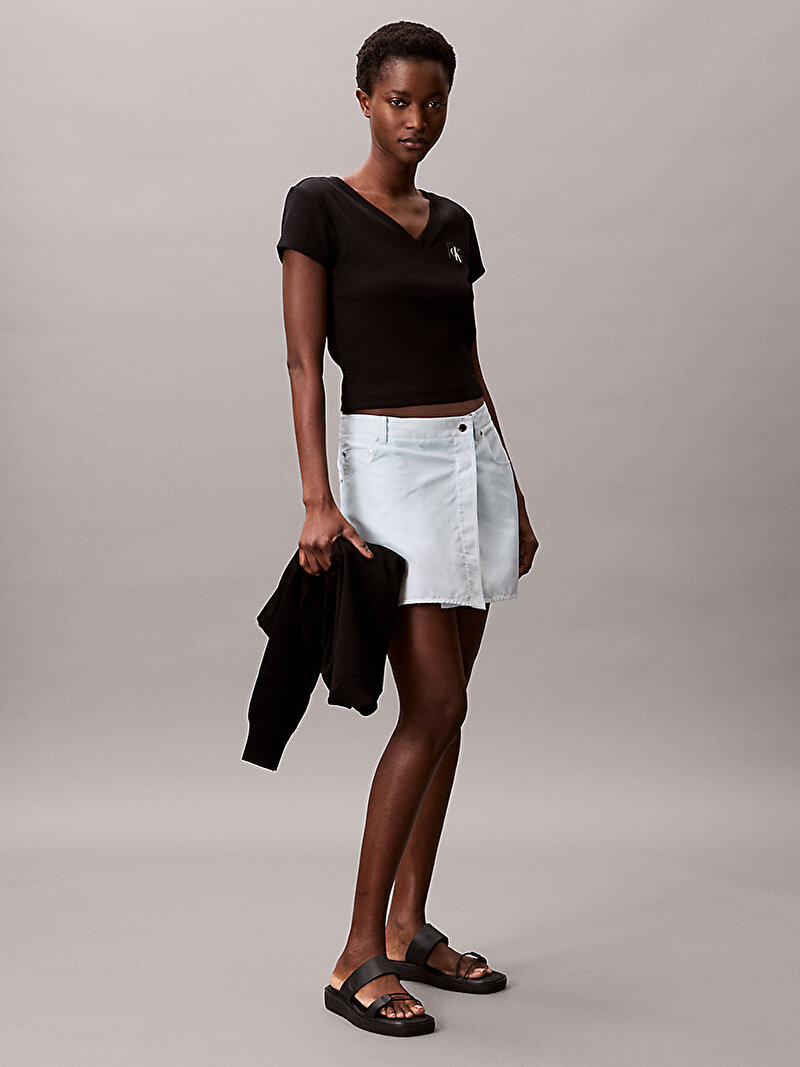 Calvin Klein Siyah Renkli Kadın Woven Label T-shirt