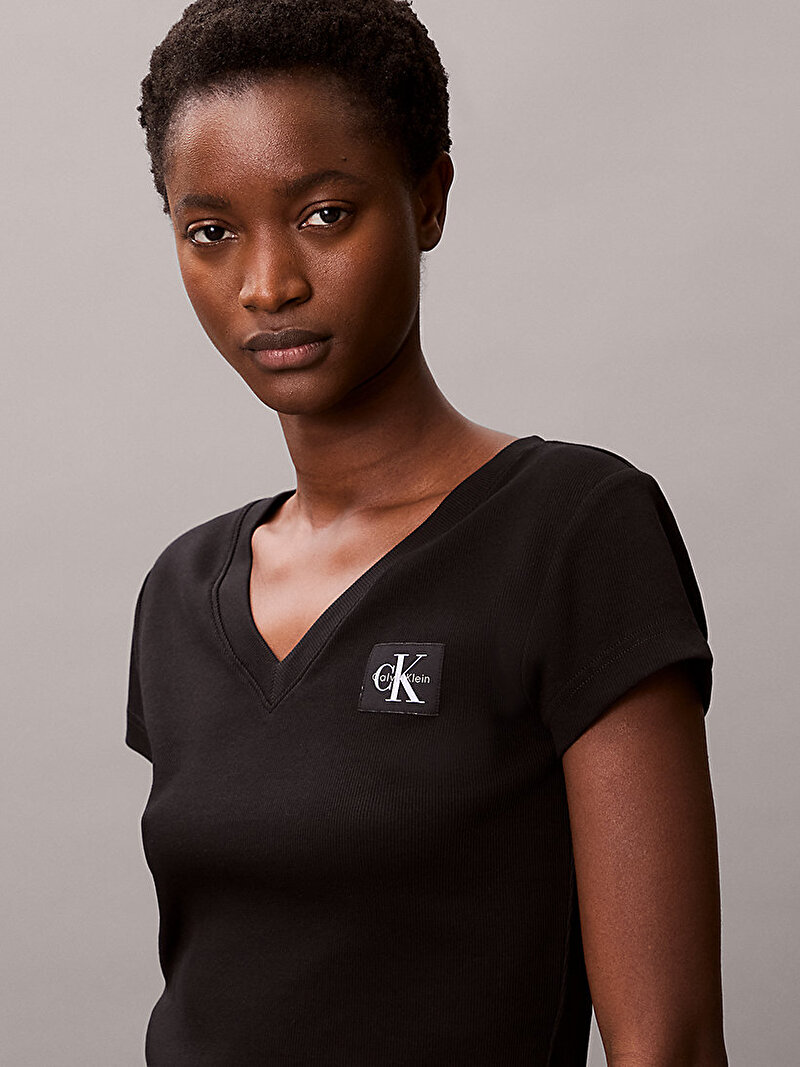 Calvin Klein Siyah Renkli Kadın Woven Label T-shirt
